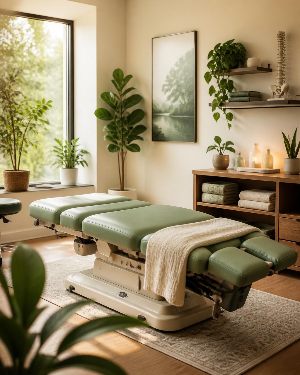 A welcoming chiropractic treatment room at Schamberger Chiropractic